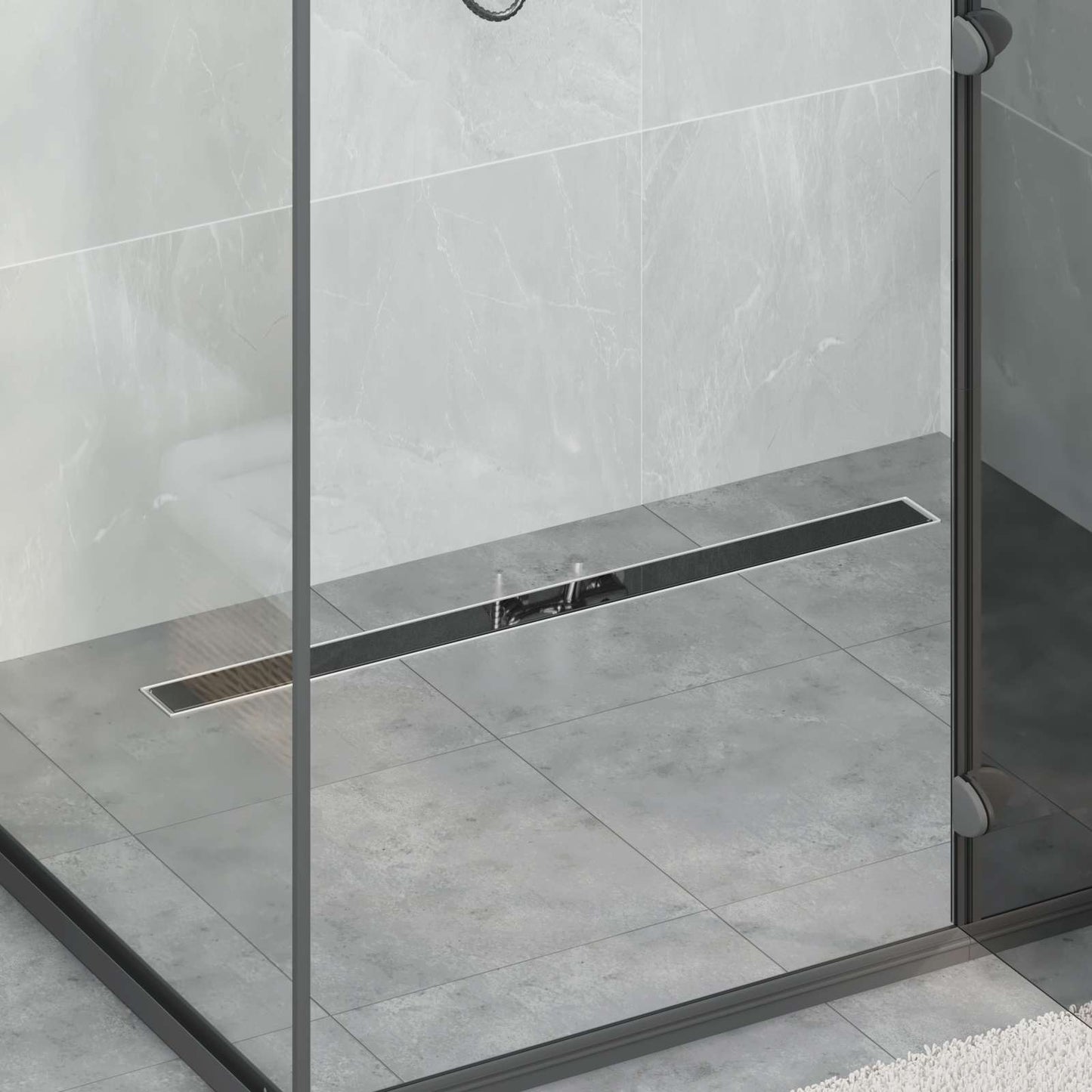 Doucheafvoer met Glazen Deksel Zwart 90 cm Roestvrij staal 304 is nu te koop bij PeponiXL, paradijselijk wonen!