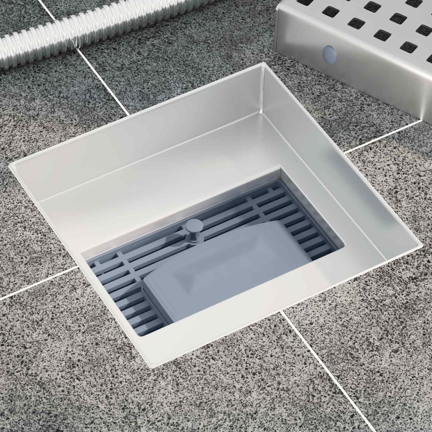 Dot doucheafvoer Zilver 15 x 15 cm Roestvrij staal 304 is nu te koop bij PeponiXL, paradijselijk wonen!