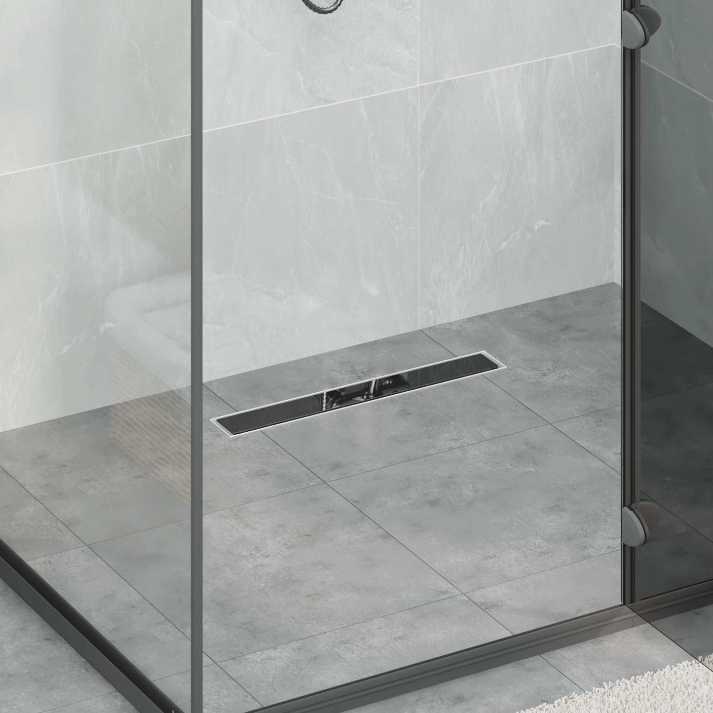 Doucheafvoer met Glazen Deksel Zwart 60 cm Roestvrij staal 304 is nu te koop bij PeponiXL, paradijselijk wonen!