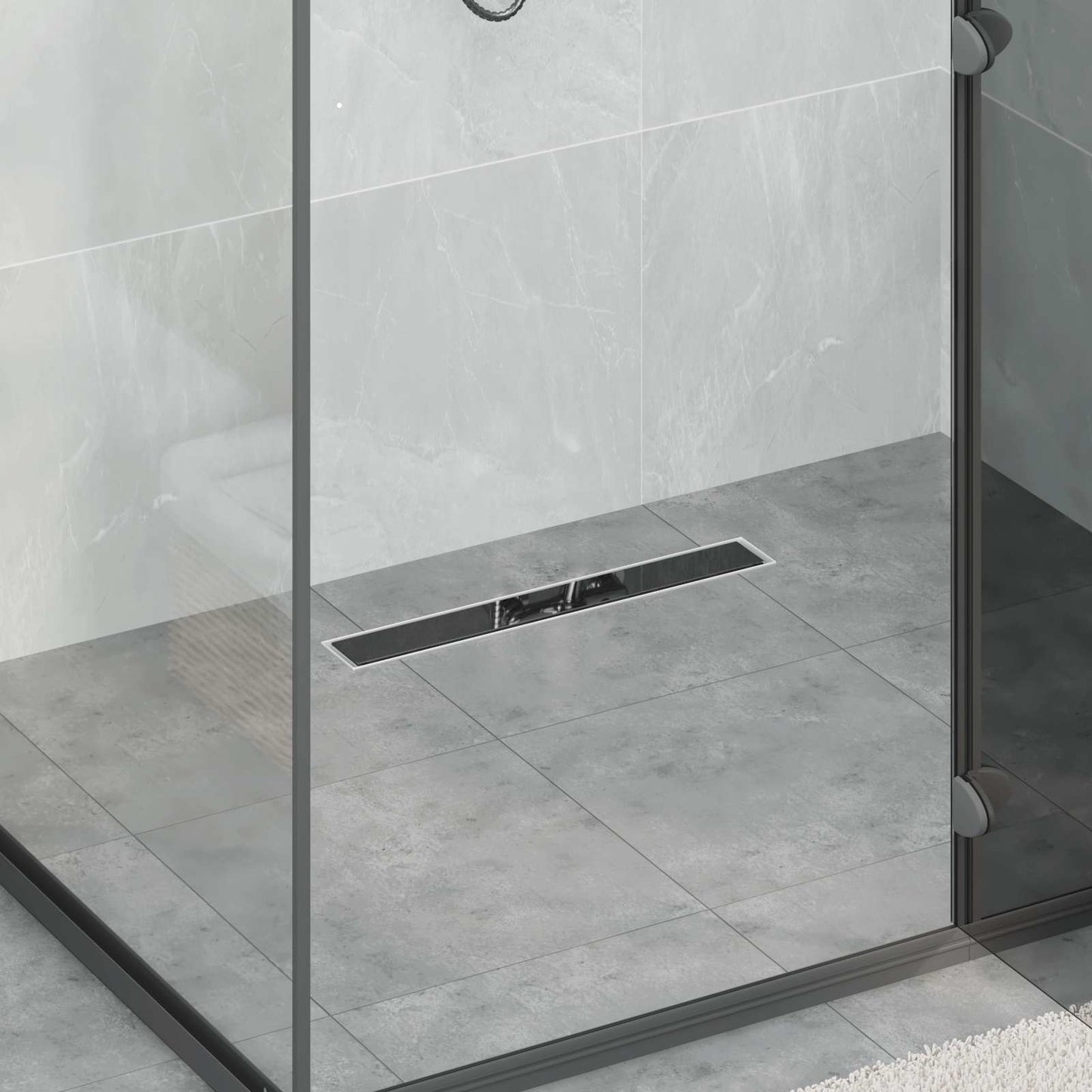 Doucheafvoer Glasdeksel met 360° Sifon Zwart 50 cm is nu te koop bij PeponiXL, paradijselijk wonen!