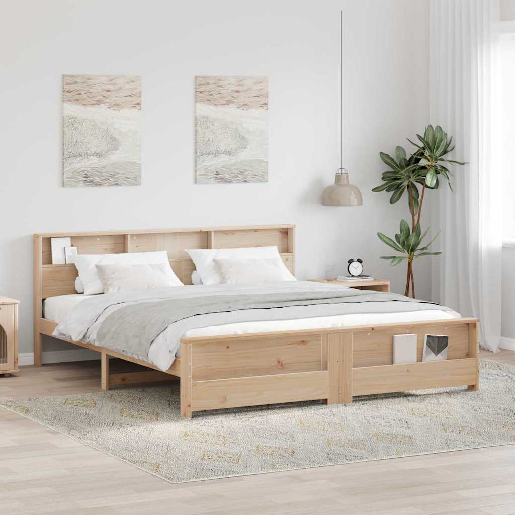 Bedframe met hoofdeinde Bruin 200 x 200 cm Bewerkt hout is nu te koop bij PeponiXL, paradijselijk wonen!