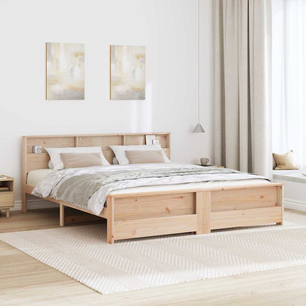 Bedframe met hoofdeinde Bruin 200 x 200 cm Bewerkt hout is nu te koop bij PeponiXL, paradijselijk wonen!