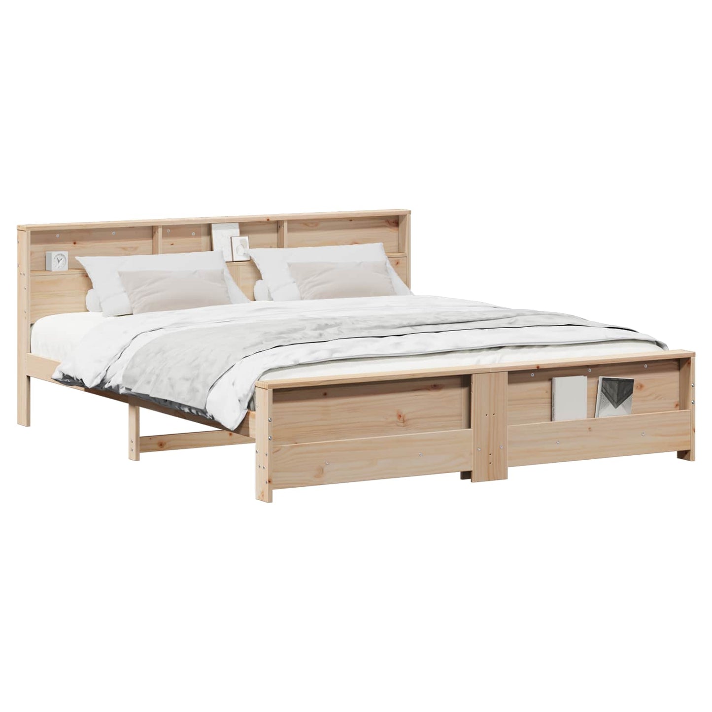 Bedframe met hoofdeinde Bruin 200 x 200 cm Bewerkt hout is nu te koop bij PeponiXL, paradijselijk wonen!