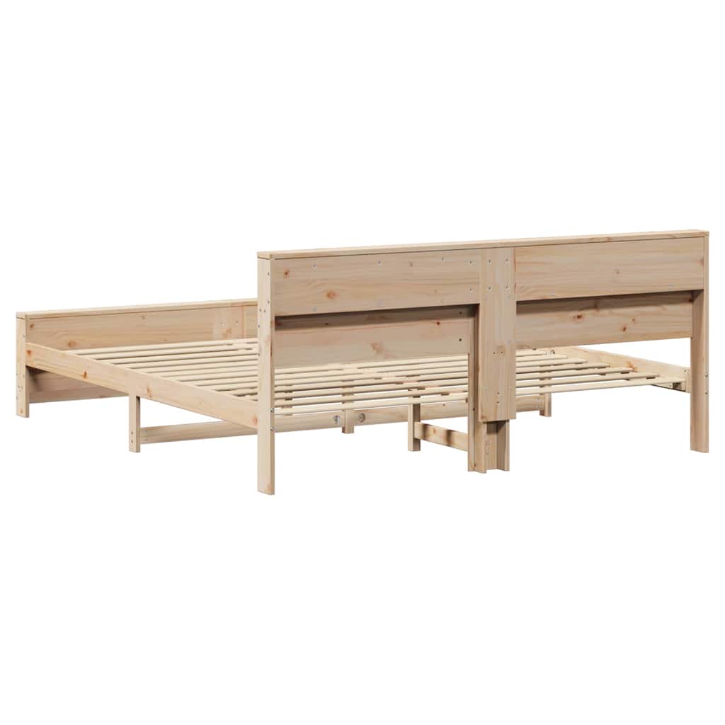 Bedframe met hoofdeinde Bruin 200 x 200 cm Bewerkt hout is nu te koop bij PeponiXL, paradijselijk wonen!