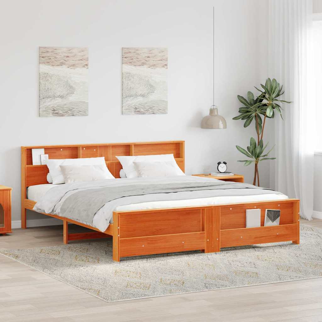 Bedframe met hoofdeinde Wasbruin 200 x 200 cm Bewerkt hout is nu te koop bij PeponiXL, paradijselijk wonen!