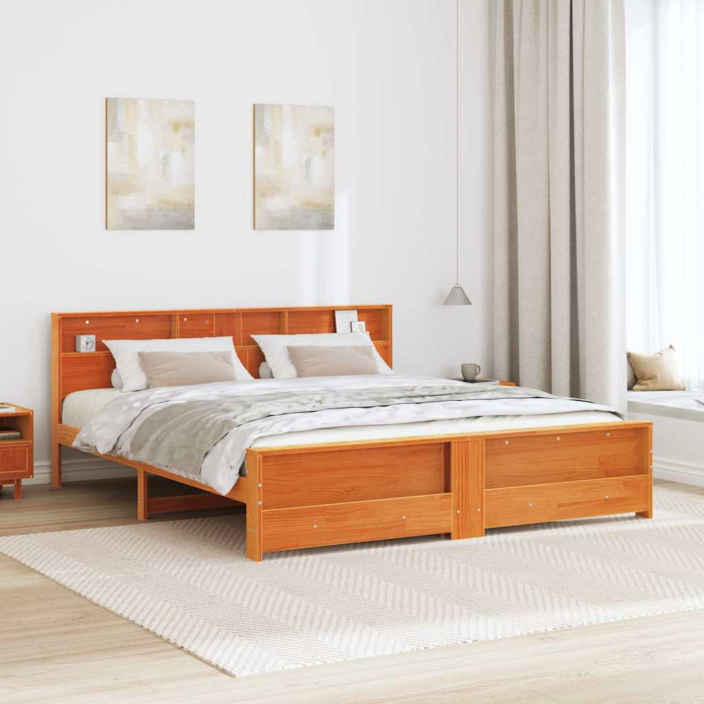 Bedframe met hoofdeinde Wasbruin 200 x 200 cm Bewerkt hout is nu te koop bij PeponiXL, paradijselijk wonen!