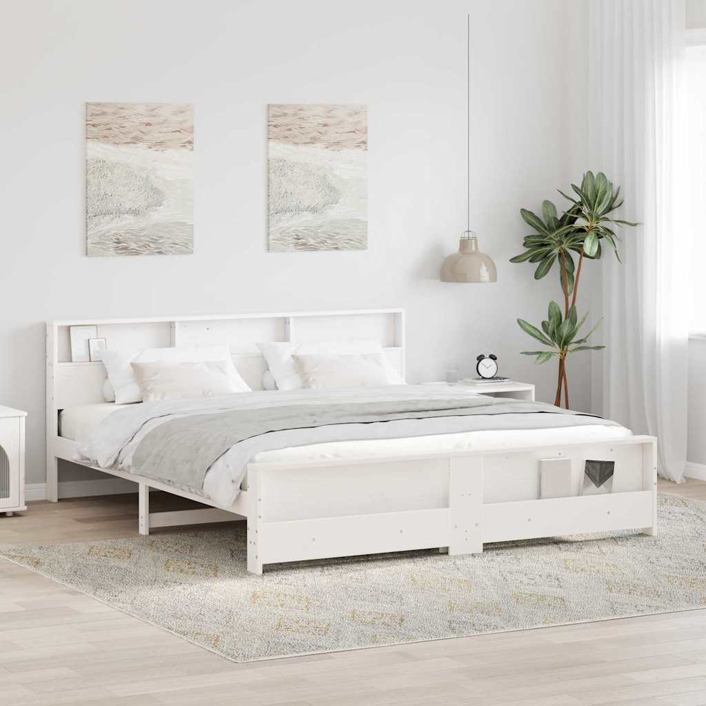Bedframe met hoofdeinde Wit 180 x 200 cm Bewerkt hout is nu te koop bij PeponiXL, paradijselijk wonen!