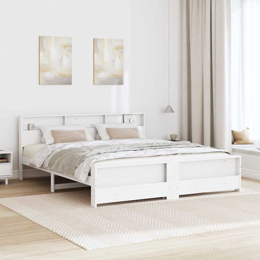 Bedframe met hoofdeinde Wit 180 x 200 cm Bewerkt hout is nu te koop bij PeponiXL, paradijselijk wonen!