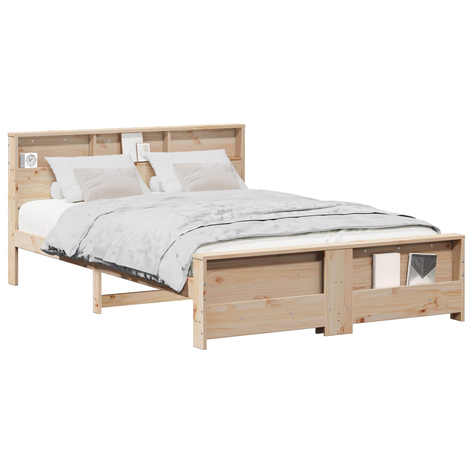 Bedframe met hoofdeinde Bruin 150 x 200 cm Bewerkt hout is nu te koop bij PeponiXL, paradijselijk wonen!