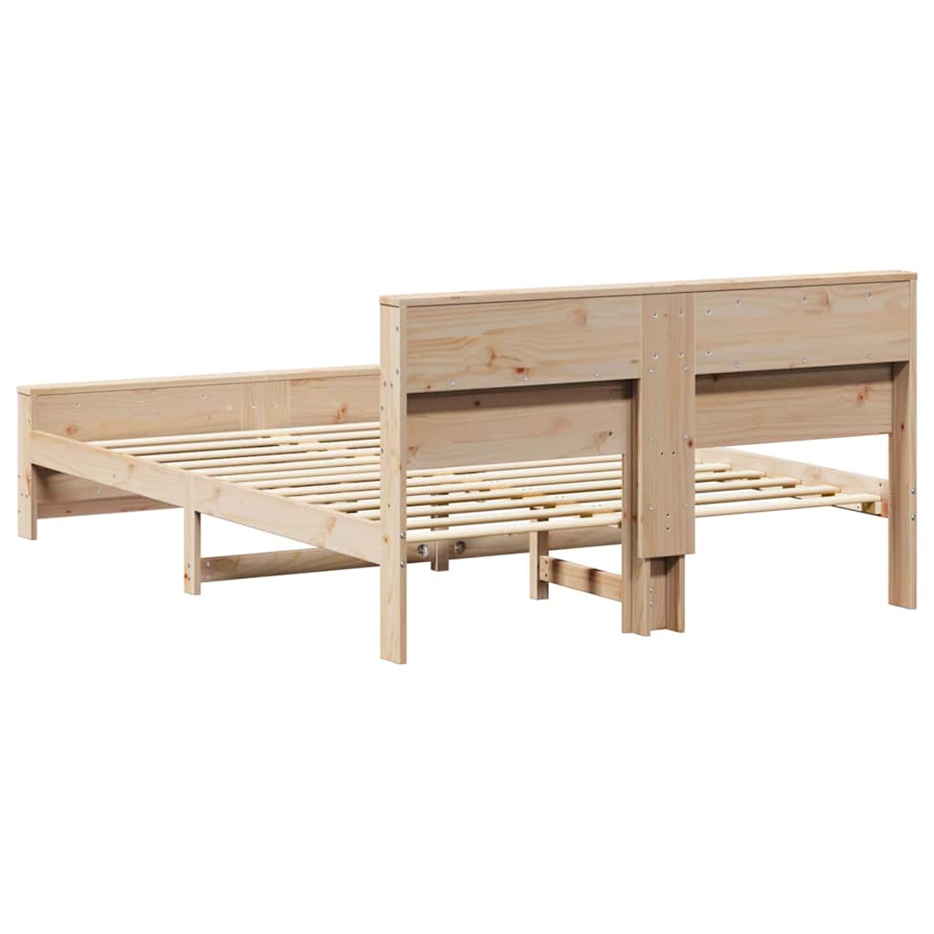 Bedframe met hoofdeinde Bruin 150 x 200 cm Bewerkt hout is nu te koop bij PeponiXL, paradijselijk wonen!