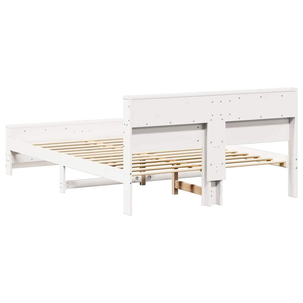 Bedframe met hoofdeinde Wit 140 x 200 cm Bewerkt hout is nu te koop bij PeponiXL, paradijselijk wonen!