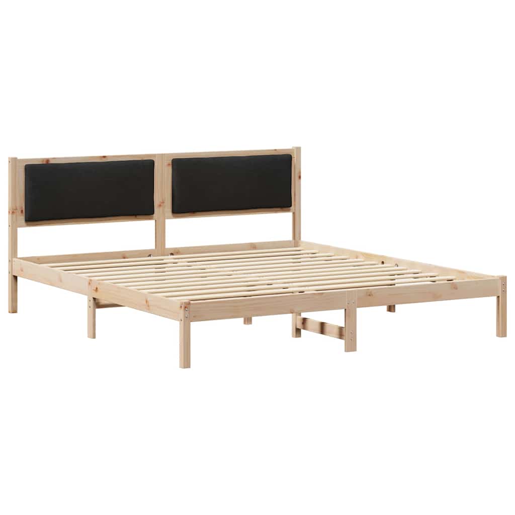 Bedframe met hoofdeinde Zwart 200 x 200 cm Massief grenenhout is nu te koop bij PeponiXL, paradijselijk wonen!