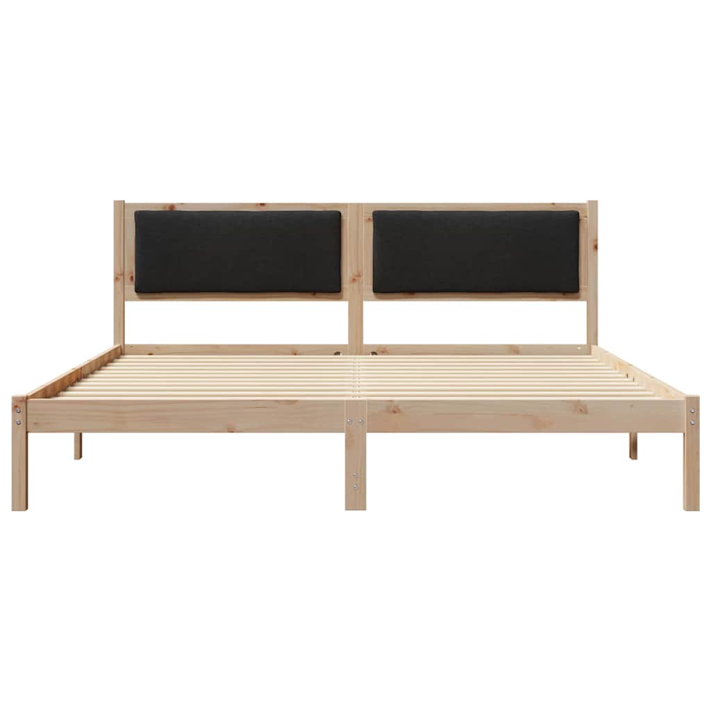 Bedframe met hoofdeinde Zwart 200 x 200 cm Massief grenenhout is nu te koop bij PeponiXL, paradijselijk wonen!