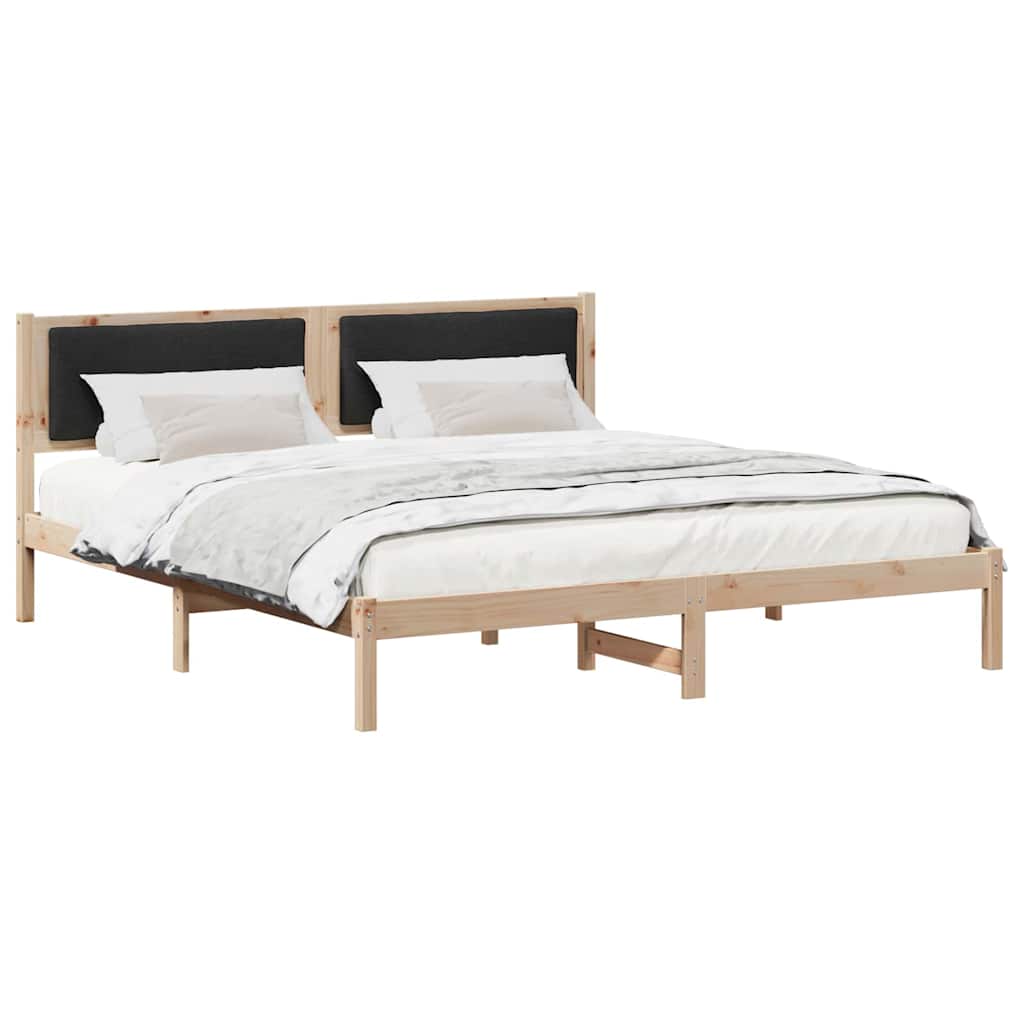 Bedframe met hoofdeinde Zwart 200 x 200 cm Massief grenenhout is nu te koop bij PeponiXL, paradijselijk wonen!