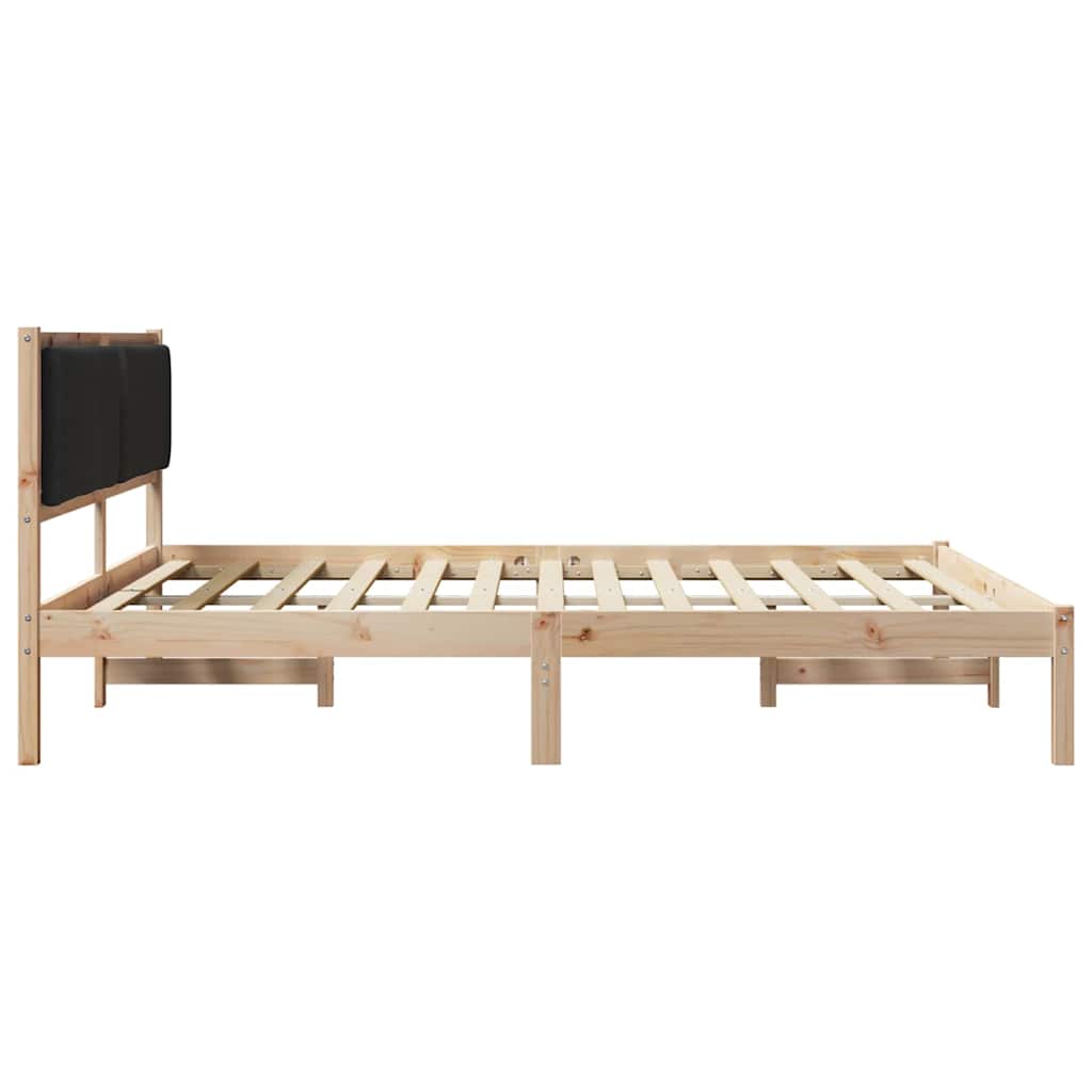 Bedframe met hoofdeinde Zwart 200 x 200 cm Massief grenenhout is nu te koop bij PeponiXL, paradijselijk wonen!