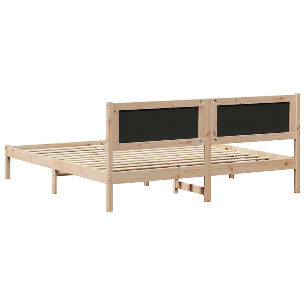 Bedframe met hoofdeinde Taupe 200 x 200 cm Massief grenenhout is nu te koop bij PeponiXL, paradijselijk wonen!