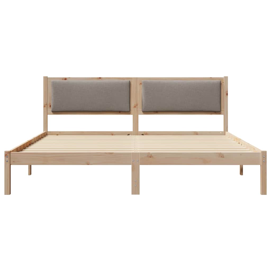 Bedframe met hoofdeinde Taupe 200 x 200 cm Massief grenenhout is nu te koop bij PeponiXL, paradijselijk wonen!