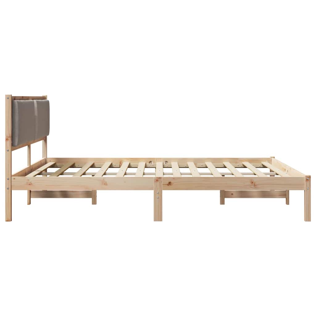 Bedframe met hoofdeinde Taupe 200 x 200 cm Massief grenenhout is nu te koop bij PeponiXL, paradijselijk wonen!