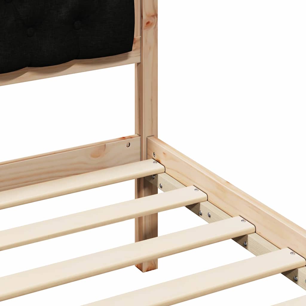 Bedframe met hoofdeinde Zwart 200 x 200 cm Massief grenenhout is nu te koop bij PeponiXL, paradijselijk wonen!