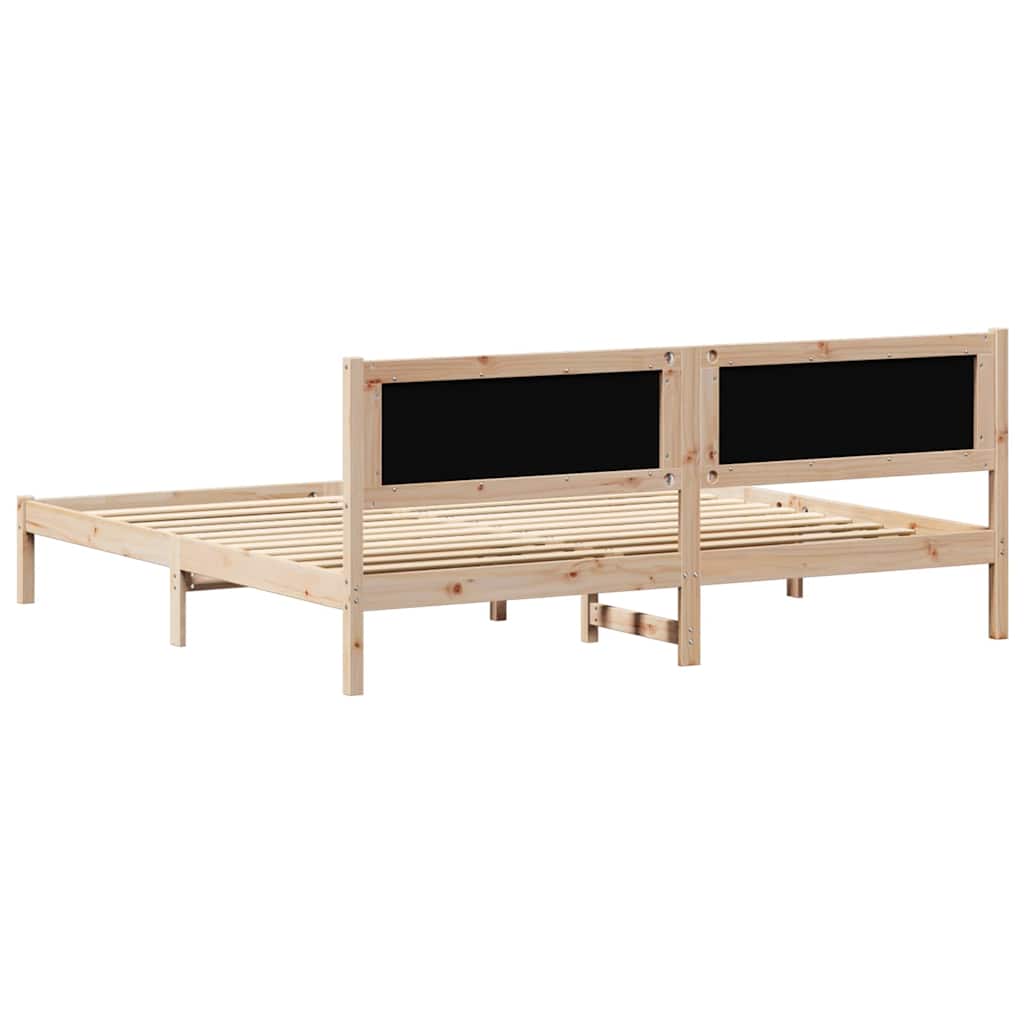 Bedframe met hoofdeinde Zwart 200 x 200 cm Massief grenenhout is nu te koop bij PeponiXL, paradijselijk wonen!