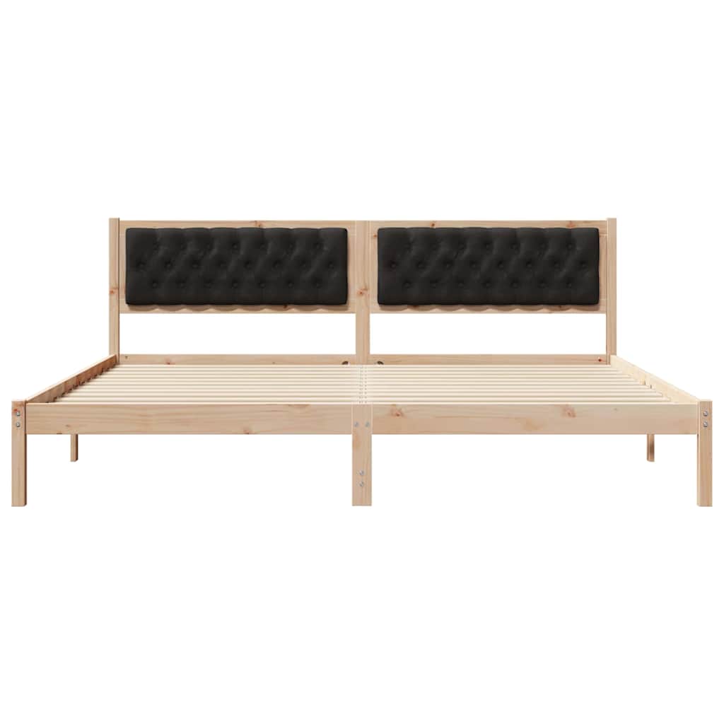 Bedframe met hoofdeinde Zwart 200 x 200 cm Massief grenenhout is nu te koop bij PeponiXL, paradijselijk wonen!
