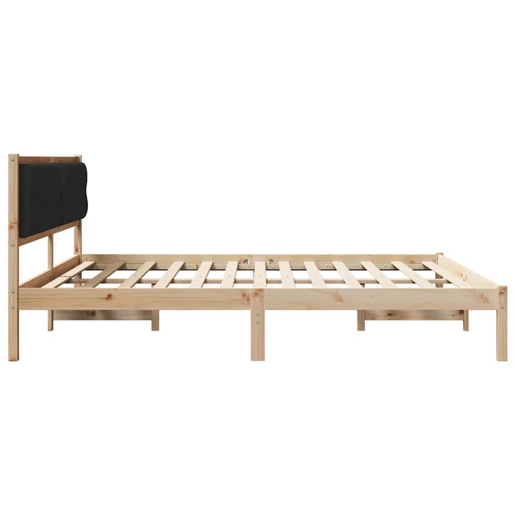 Bedframe met hoofdeinde Zwart 200 x 200 cm Massief grenenhout is nu te koop bij PeponiXL, paradijselijk wonen!
