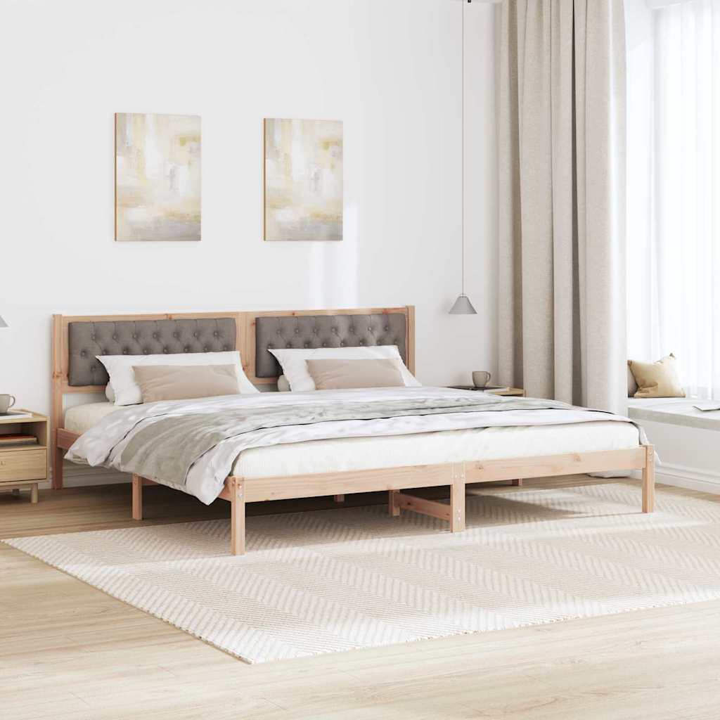 Bedframe met hoofdeinde Taupe 200 x 200 cm Massief grenenhout is nu te koop bij PeponiXL, paradijselijk wonen!