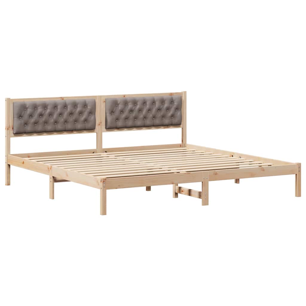 Bedframe met hoofdeinde Taupe 200 x 200 cm Massief grenenhout is nu te koop bij PeponiXL, paradijselijk wonen!