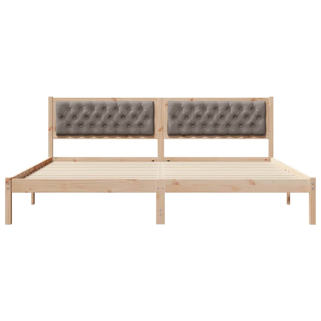 Bedframe met hoofdeinde Taupe 200 x 200 cm Massief grenenhout is nu te koop bij PeponiXL, paradijselijk wonen!
