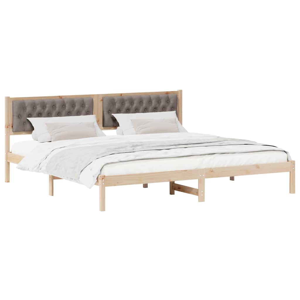 Bedframe met hoofdeinde Taupe 200 x 200 cm Massief grenenhout is nu te koop bij PeponiXL, paradijselijk wonen!