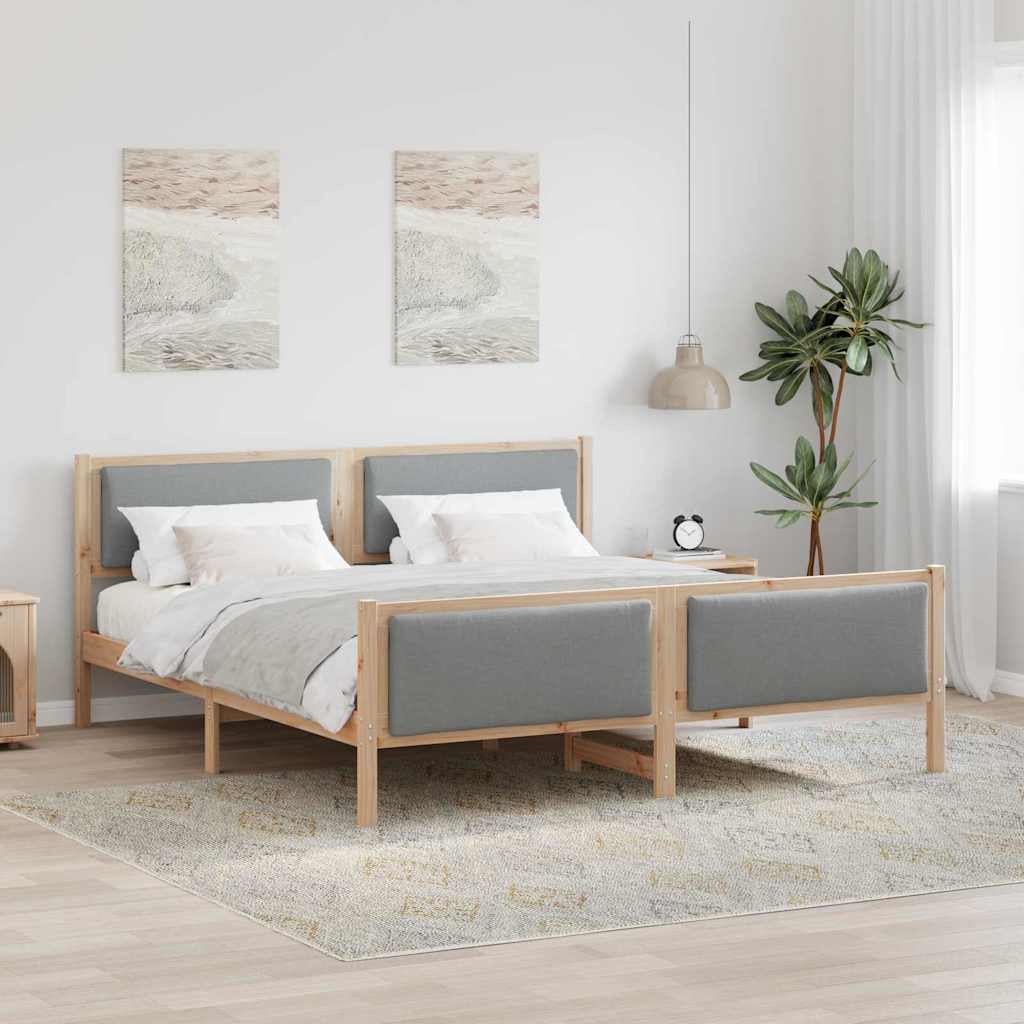 Bedframe met hoofdeinde Lichtgrijs 200 x 200 cm Stof is nu te koop bij PeponiXL, paradijselijk wonen!