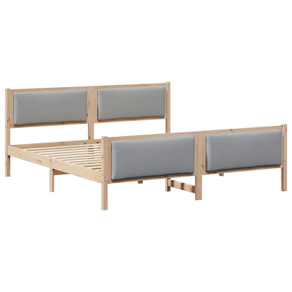 Bedframe met hoofdeinde Lichtgrijs 200 x 200 cm Stof is nu te koop bij PeponiXL, paradijselijk wonen!