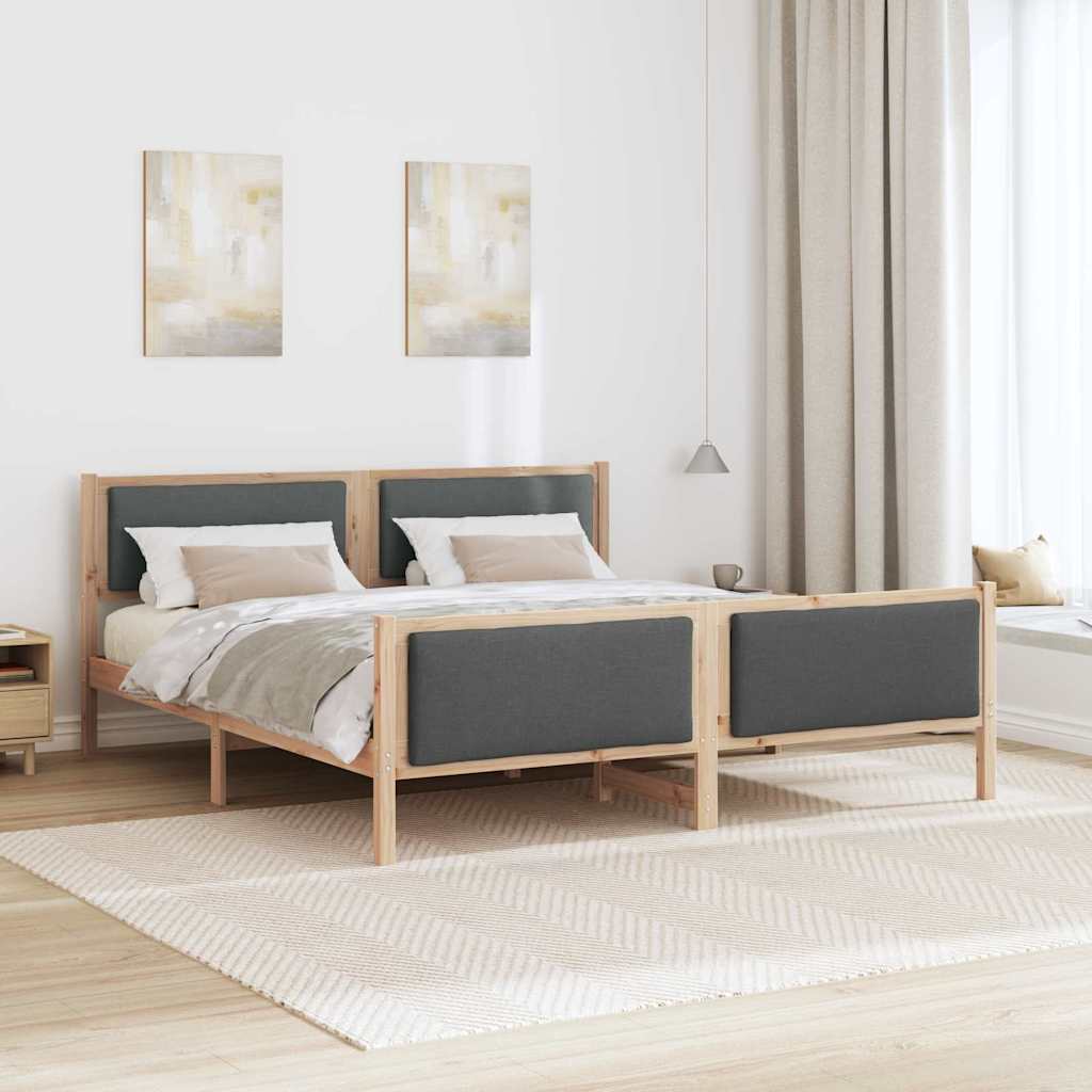 Bedframe met hoofdeinde Donkergrijs 200 x 200 cm Stof is nu te koop bij PeponiXL, paradijselijk wonen!