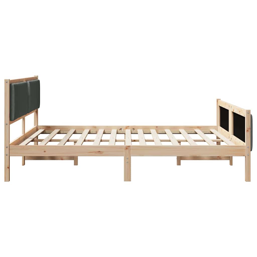 Bedframe met hoofdeinde Donkergrijs 200 x 200 cm Stof is nu te koop bij PeponiXL, paradijselijk wonen!