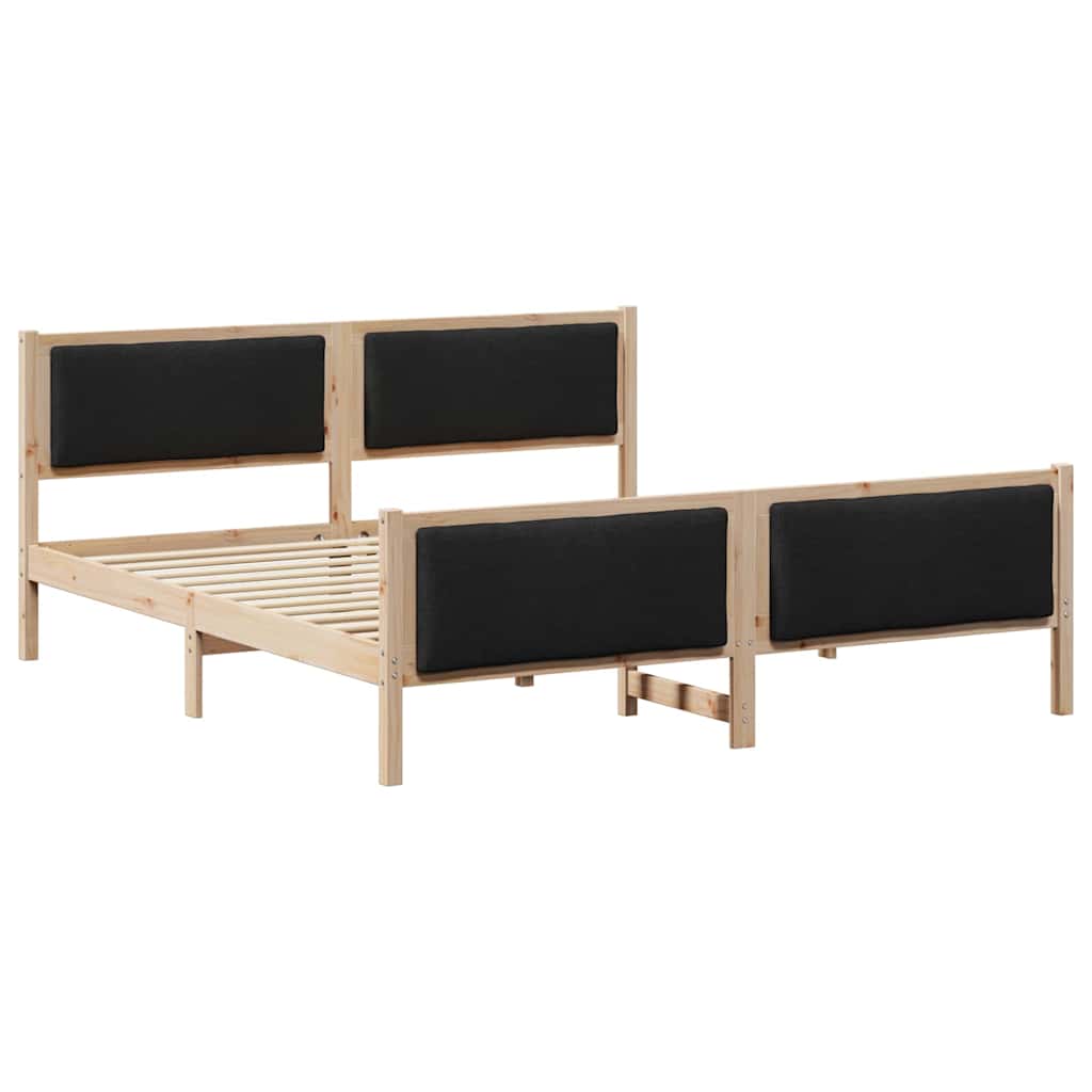 Bedframe met hoofdeinde Zwart 200 x 200 cm Stof is nu te koop bij PeponiXL, paradijselijk wonen!