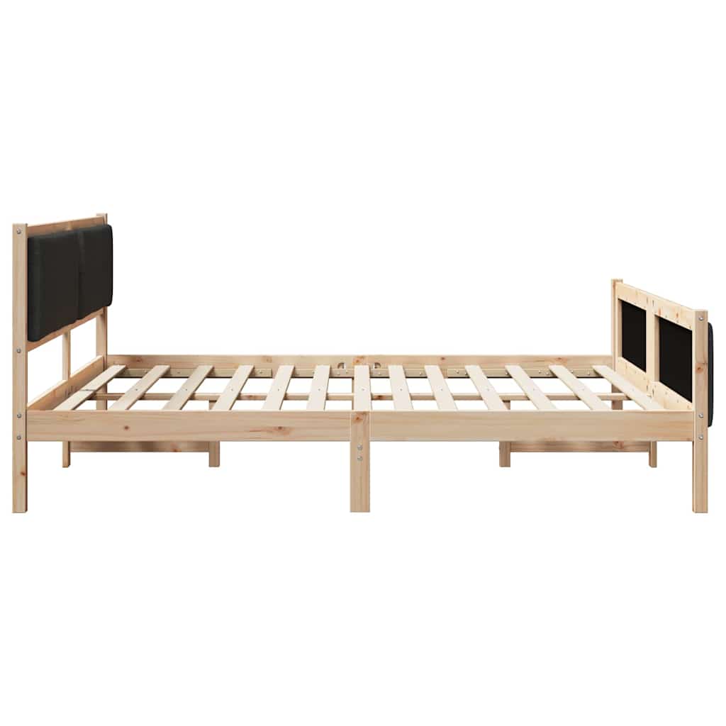 Bedframe met hoofdeinde Zwart 200 x 200 cm Stof is nu te koop bij PeponiXL, paradijselijk wonen!