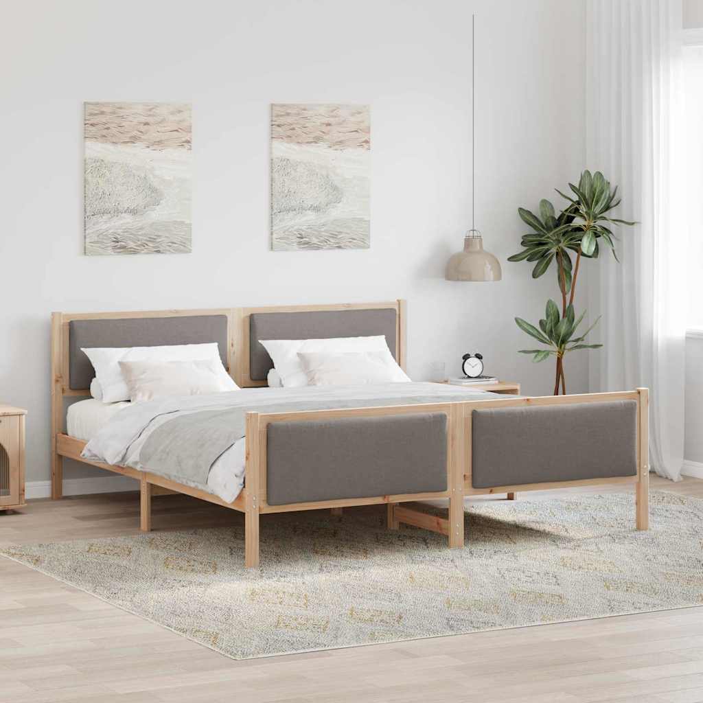 Bedframe met hoofdeinde Taupe 200 x 200 cm Stof is nu te koop bij PeponiXL, paradijselijk wonen!