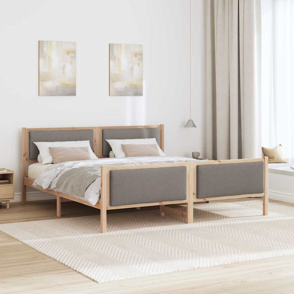 Bedframe met hoofdeinde Taupe 200 x 200 cm Stof is nu te koop bij PeponiXL, paradijselijk wonen!