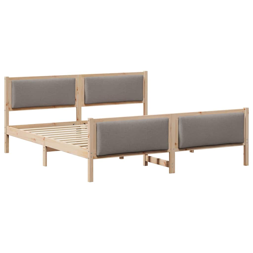 Bedframe met hoofdeinde Taupe 200 x 200 cm Stof is nu te koop bij PeponiXL, paradijselijk wonen!