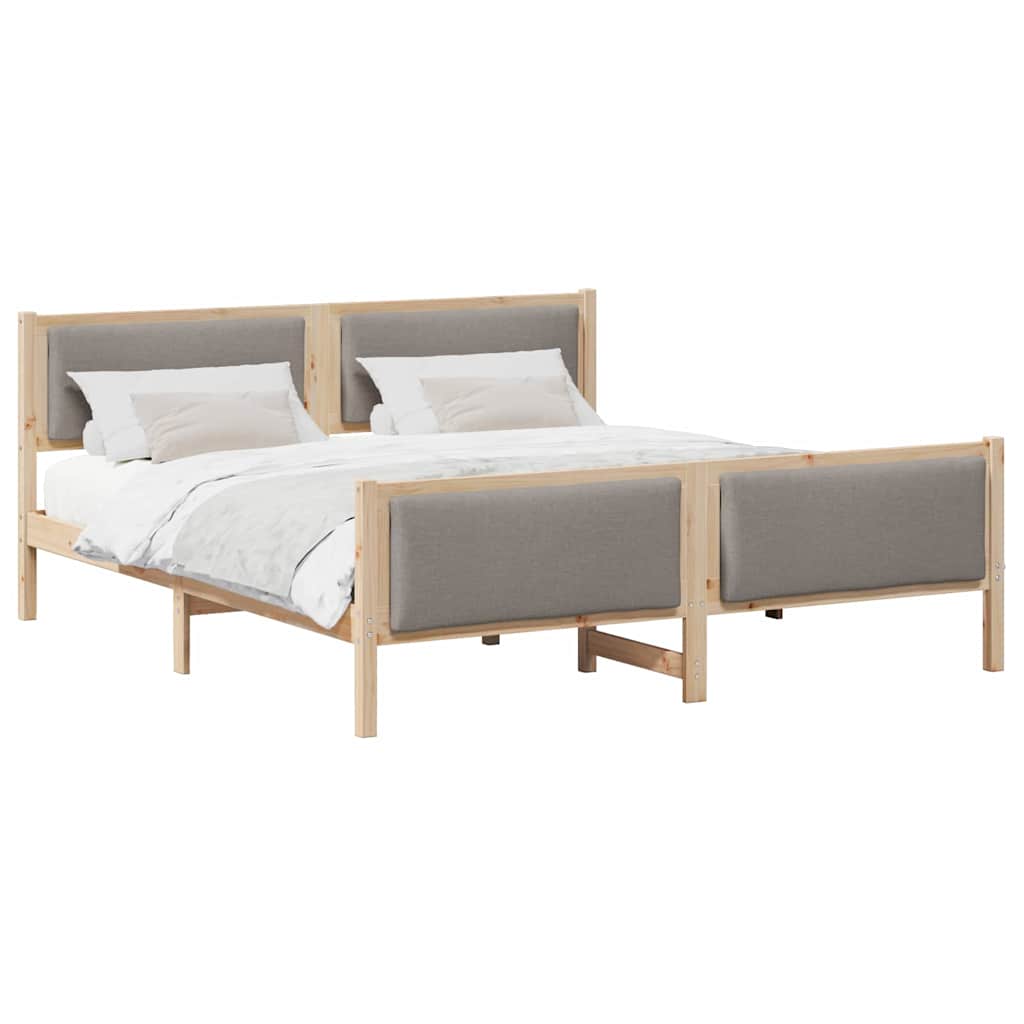 Bedframe met hoofdeinde Taupe 200 x 200 cm Stof is nu te koop bij PeponiXL, paradijselijk wonen!