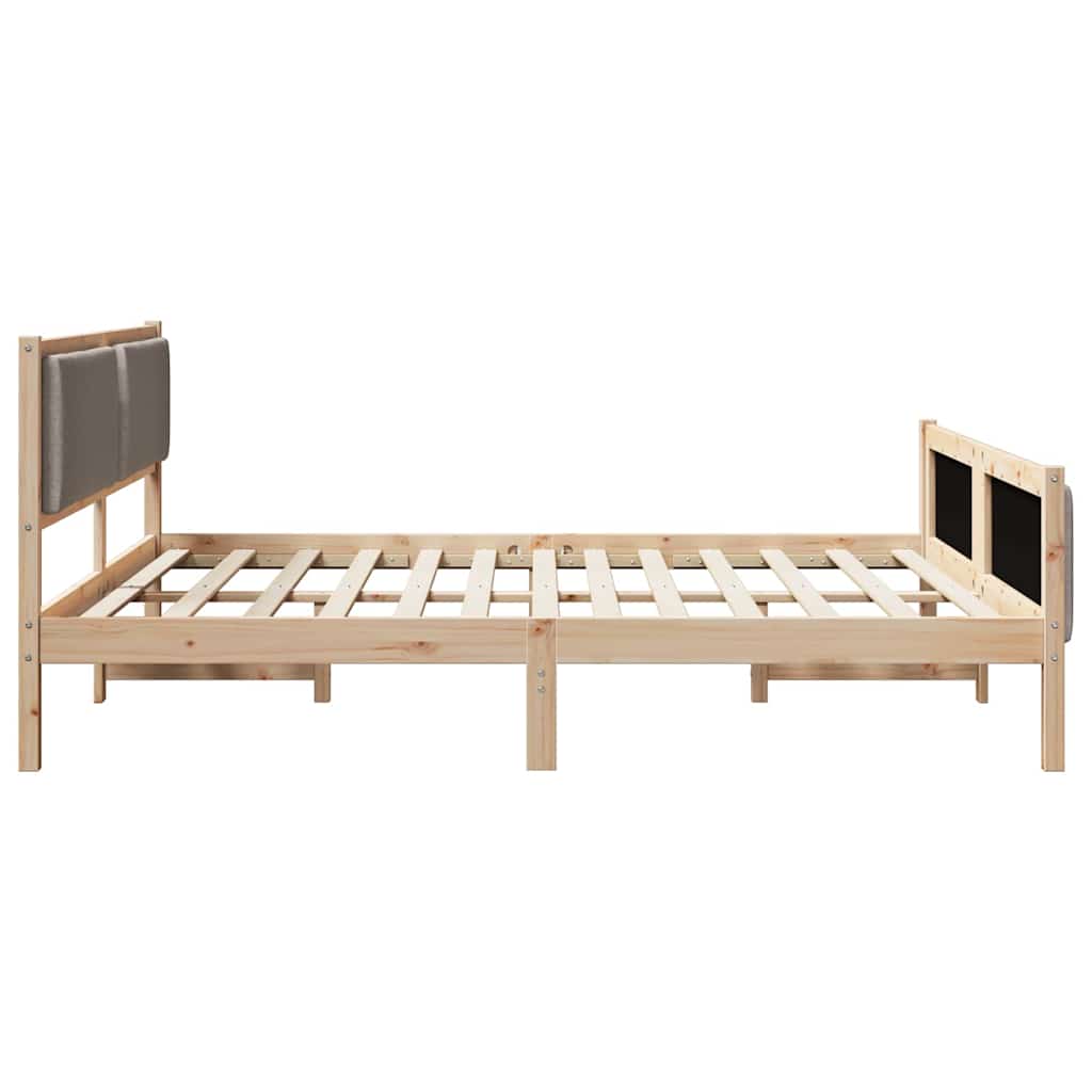 Bedframe met hoofdeinde Taupe 200 x 200 cm Stof is nu te koop bij PeponiXL, paradijselijk wonen!