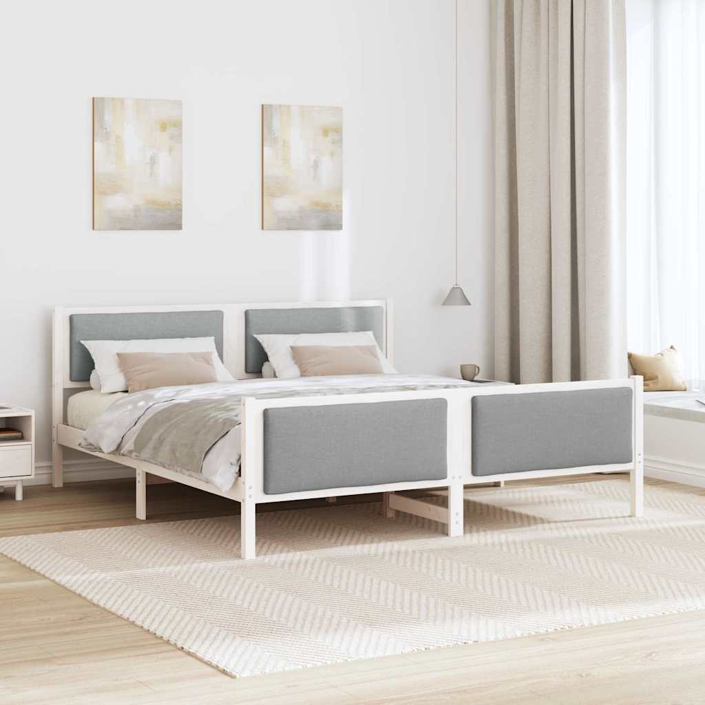 Bedframe met hoofdeinde Lichtgrijs 200 x 200 cm Stof is nu te koop bij PeponiXL, paradijselijk wonen!
