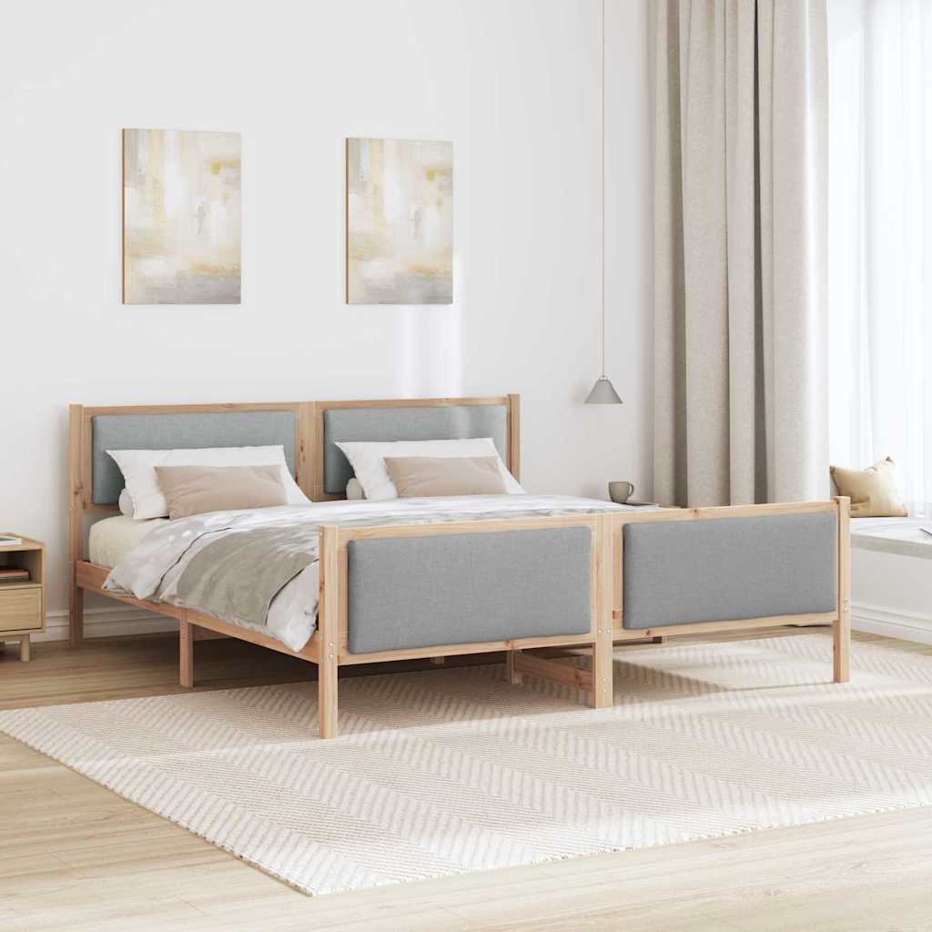 Bedframe met hoofdeinde Lichtgrijs 180 x 200 cm Stof is nu te koop bij PeponiXL, paradijselijk wonen!