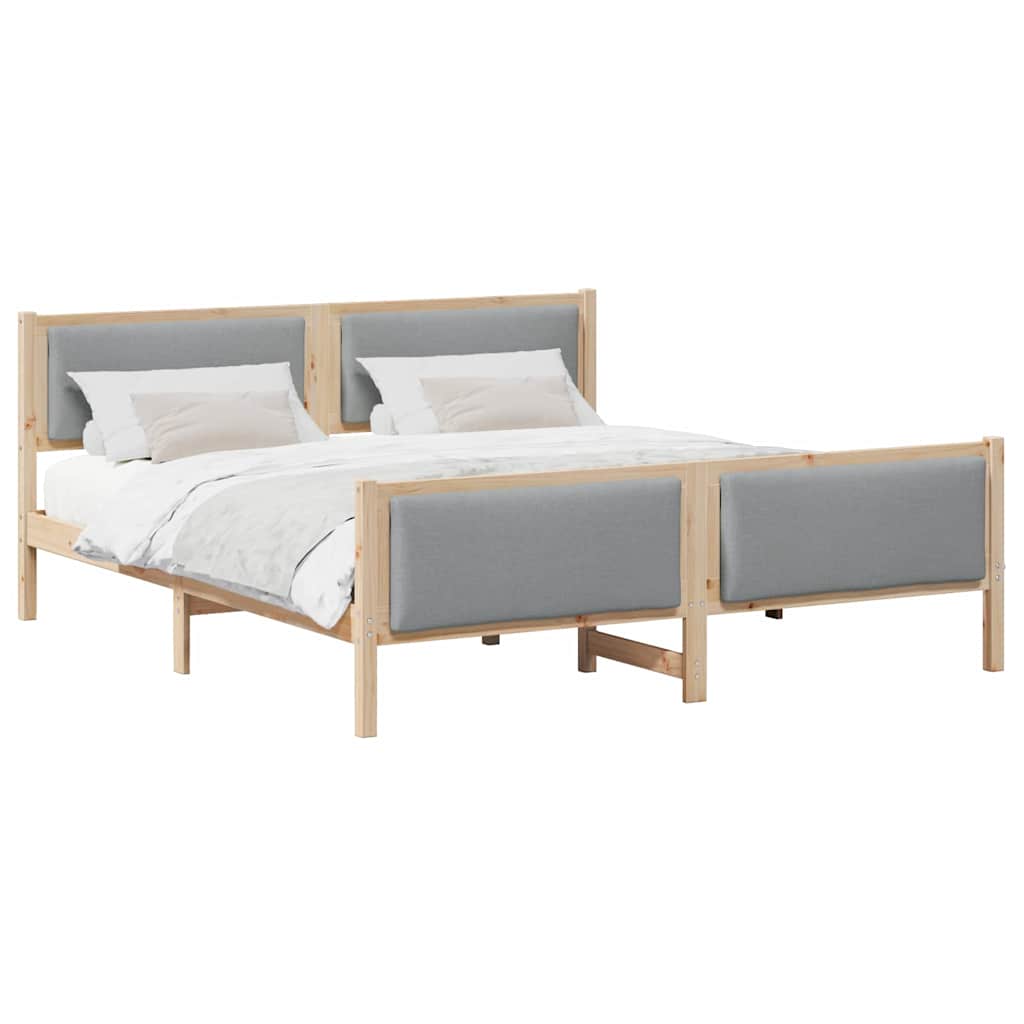 Bedframe met hoofdeinde Lichtgrijs 180 x 200 cm Stof is nu te koop bij PeponiXL, paradijselijk wonen!