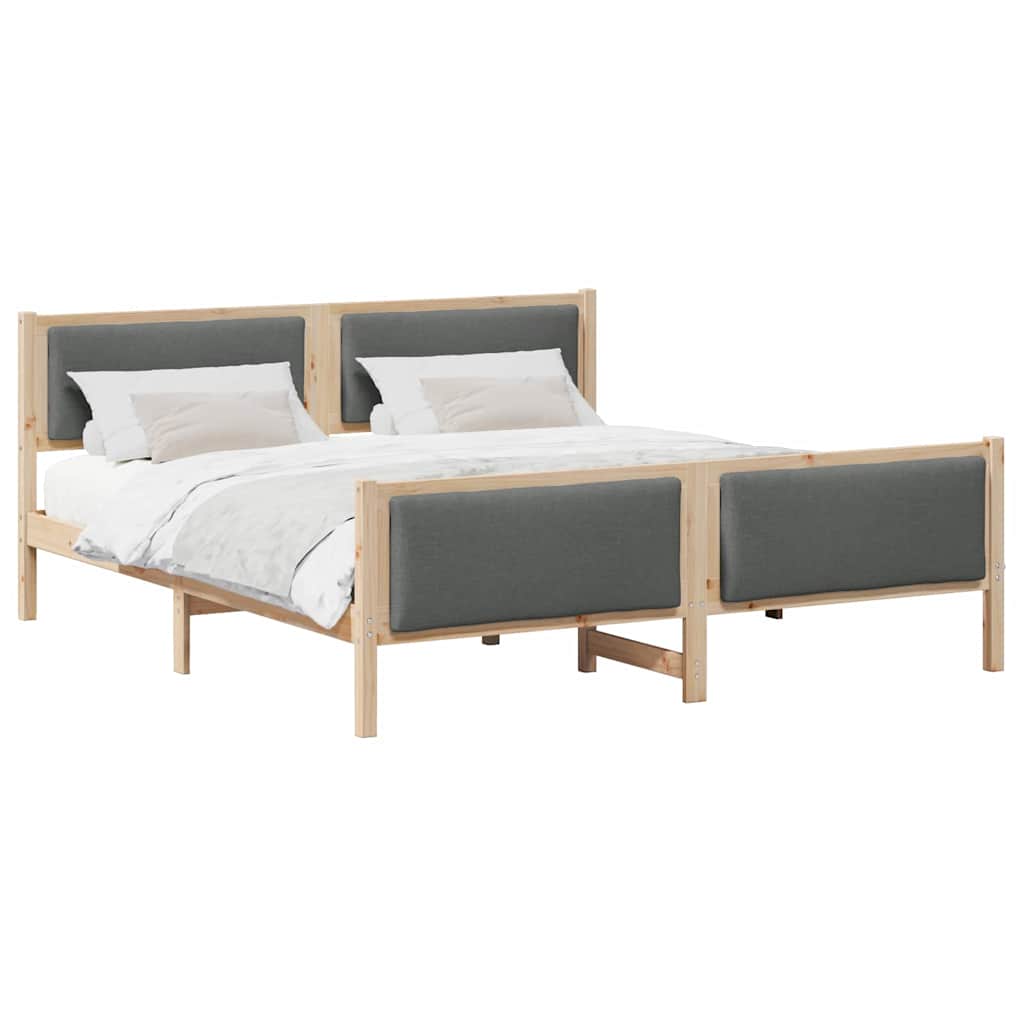 Bedframe met hoofdeinde Donkergrijs 180 x 200 cm Stof is nu te koop bij PeponiXL, paradijselijk wonen!