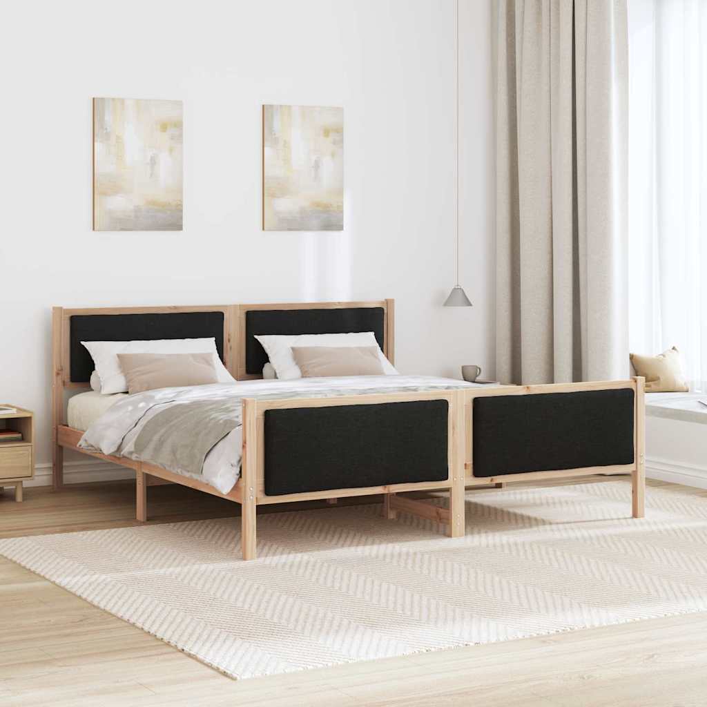 Bedframe met hoofdeinde Zwart 180 x 200 cm Stof is nu te koop bij PeponiXL, paradijselijk wonen!