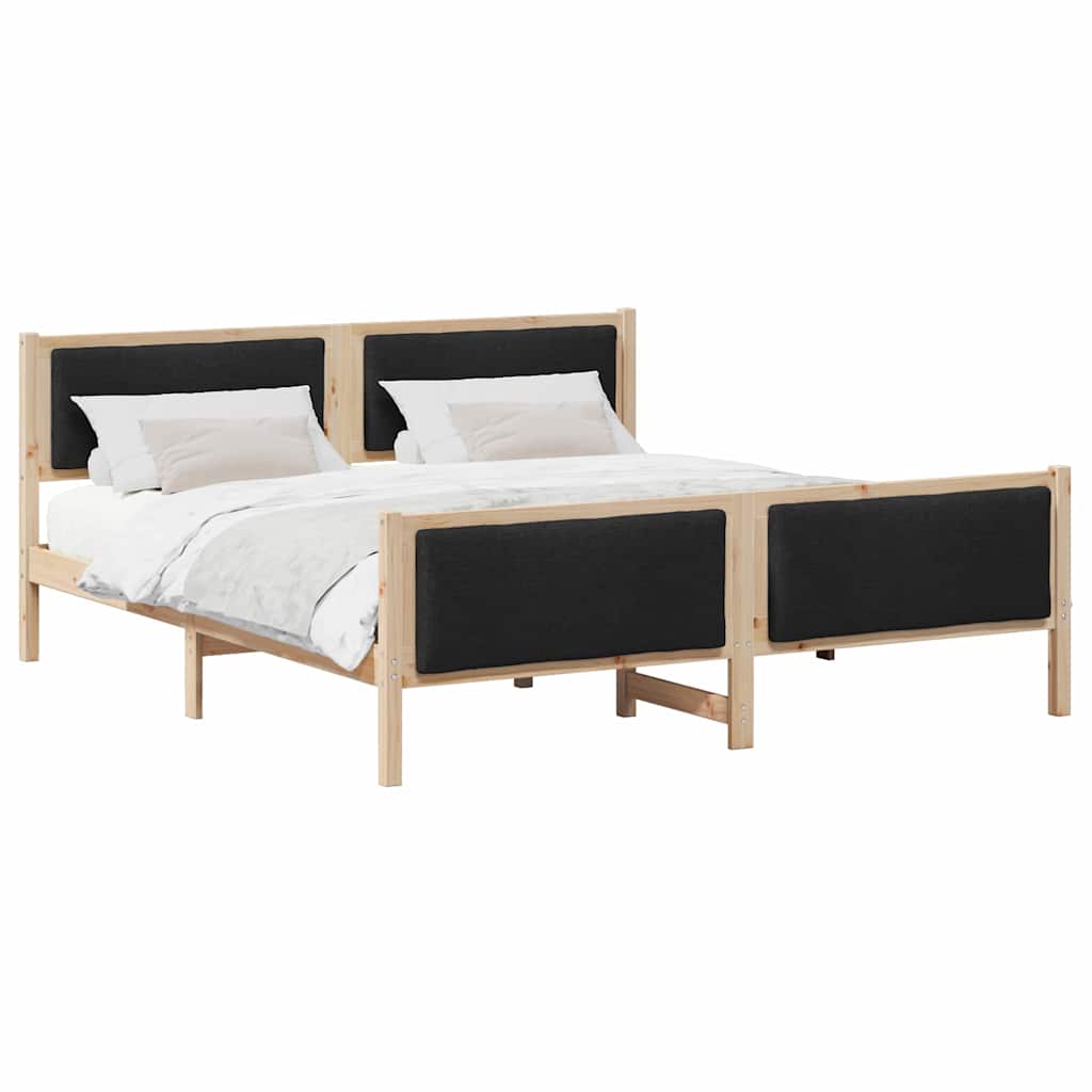 Bedframe met hoofdeinde Zwart 180 x 200 cm Stof is nu te koop bij PeponiXL, paradijselijk wonen!