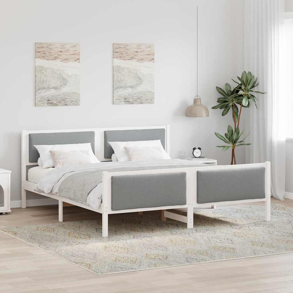 Bedframe met hoofdeinde Lichtgrijs 180 x 200 cm Stof is nu te koop bij PeponiXL, paradijselijk wonen!