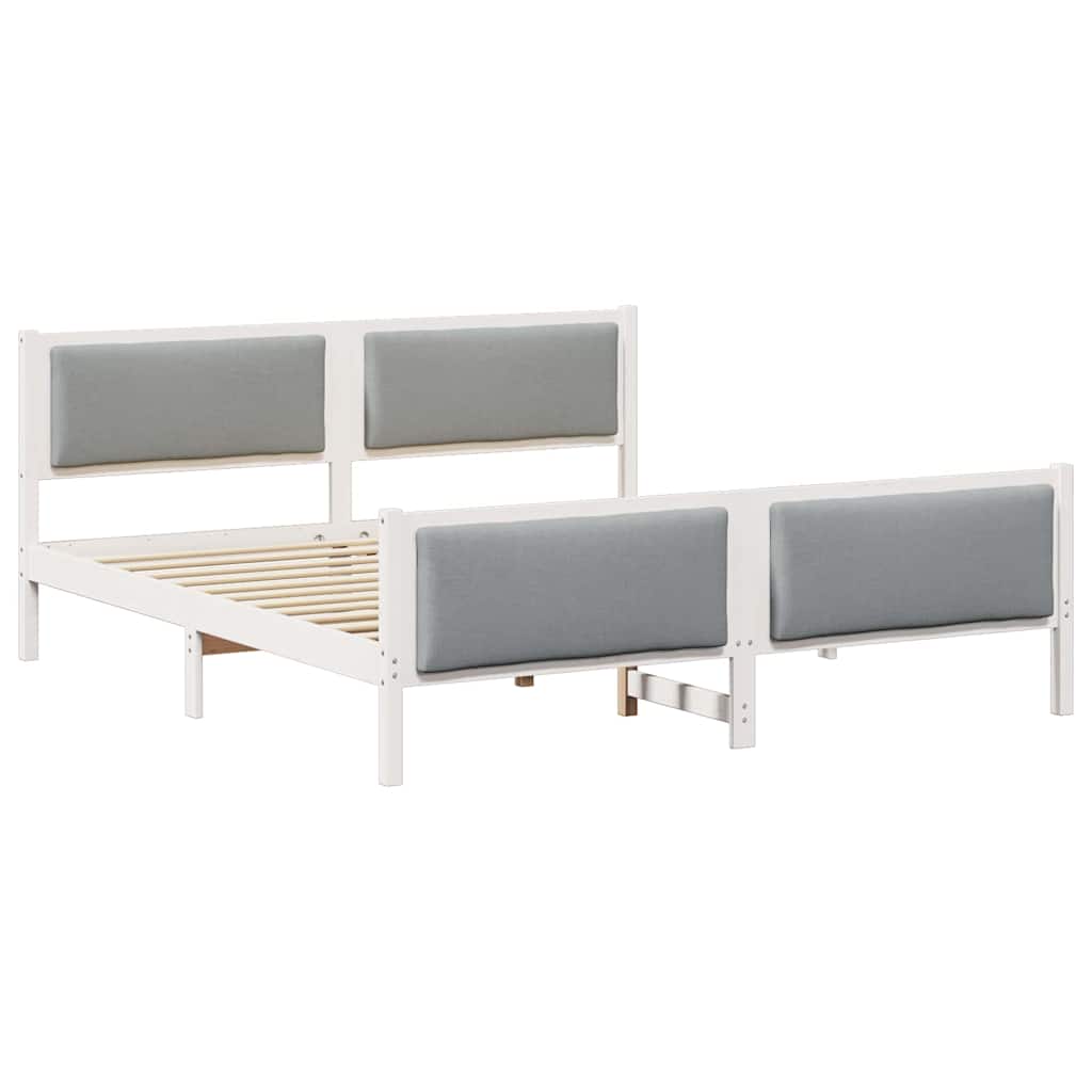 Bedframe met hoofdeinde Lichtgrijs 180 x 200 cm Stof is nu te koop bij PeponiXL, paradijselijk wonen!