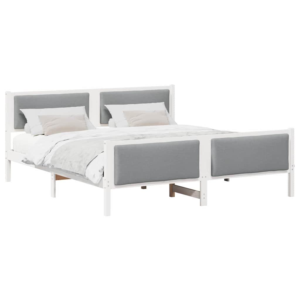 Bedframe met hoofdeinde Lichtgrijs 180 x 200 cm Stof is nu te koop bij PeponiXL, paradijselijk wonen!
